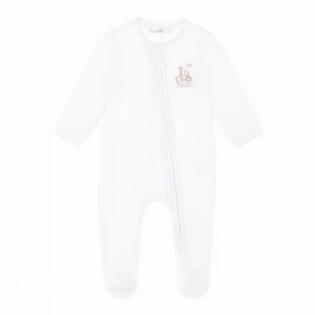 Magnolia Baby - Noah’s Ark Zip Footie - Pink