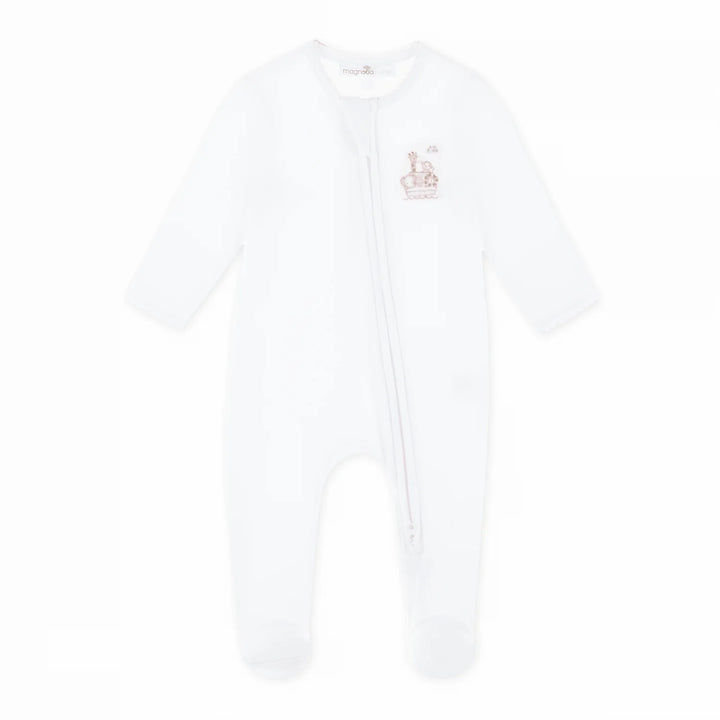 Magnolia Baby - Noah’s Ark Zip Footie - Pink