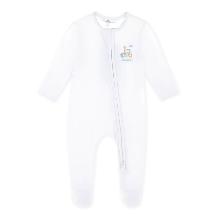 Magnolia Baby - Noah’s Ark Zip Footie - Light Blue