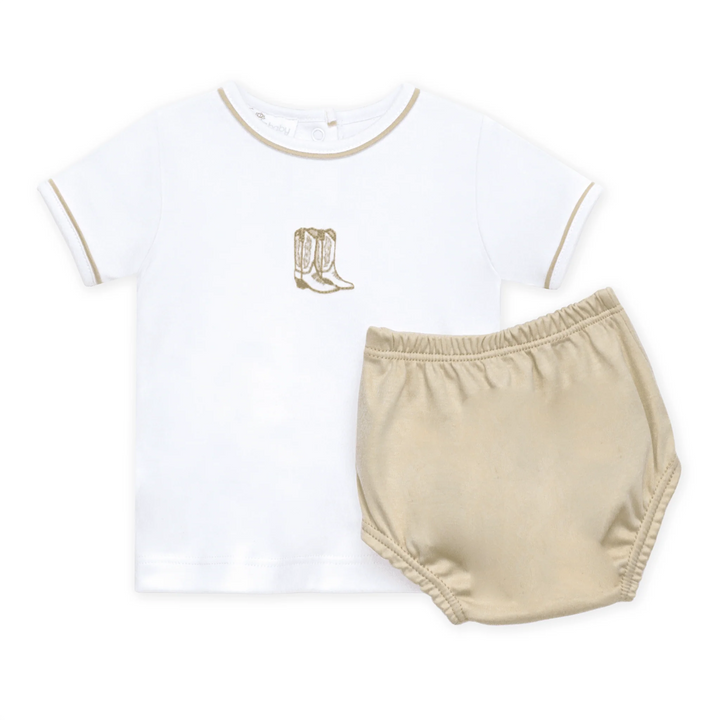 Magnolia Baby - Darling Cowboy Boots Diaper Cover Set - Ivory