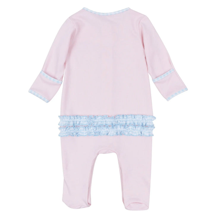 Magnolia Baby - Bowtique Pumpkin Appliqué Ruffle Zip Footie - Pink