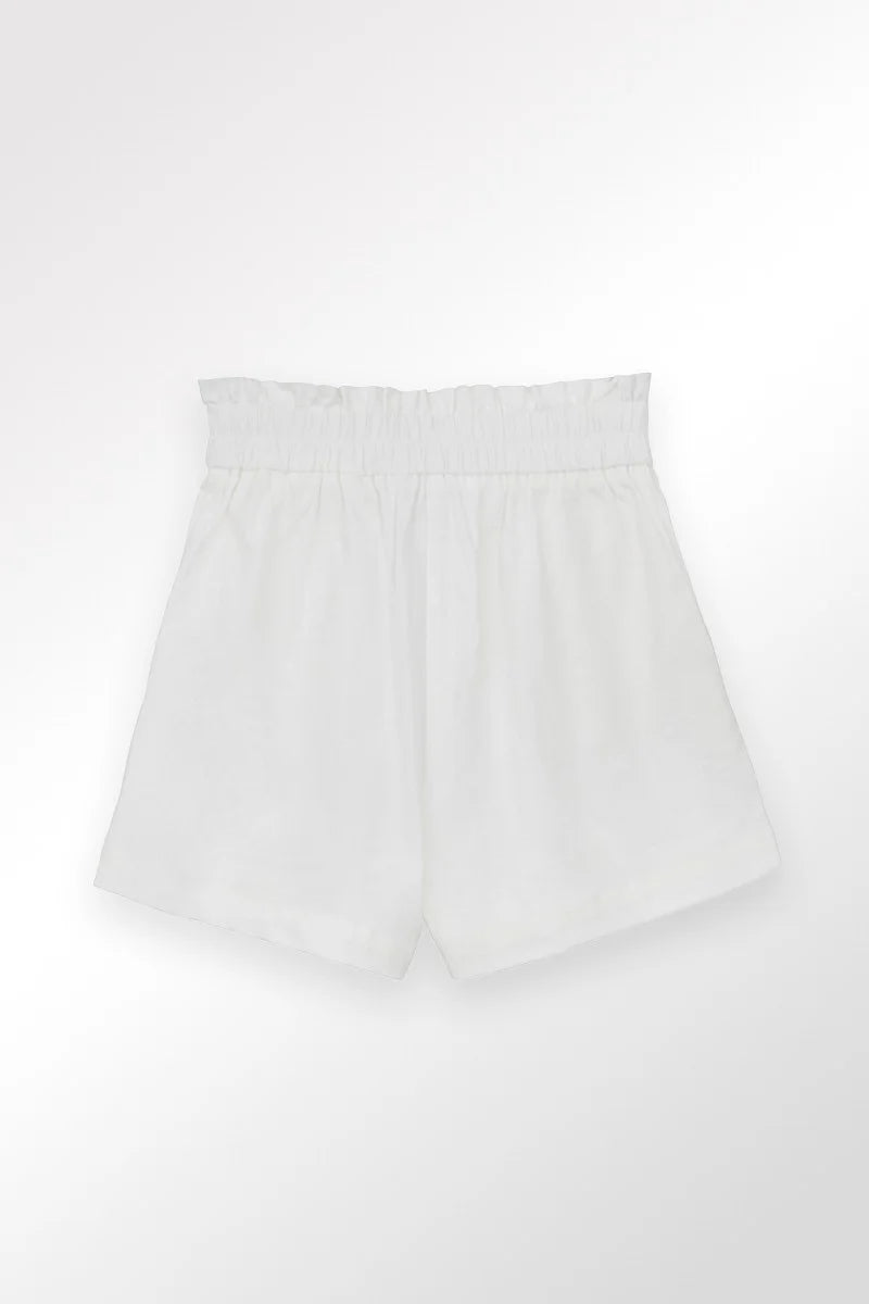 Molly Bracken - Girls High-waisted Tie Shorts - White *FINAL SALE*