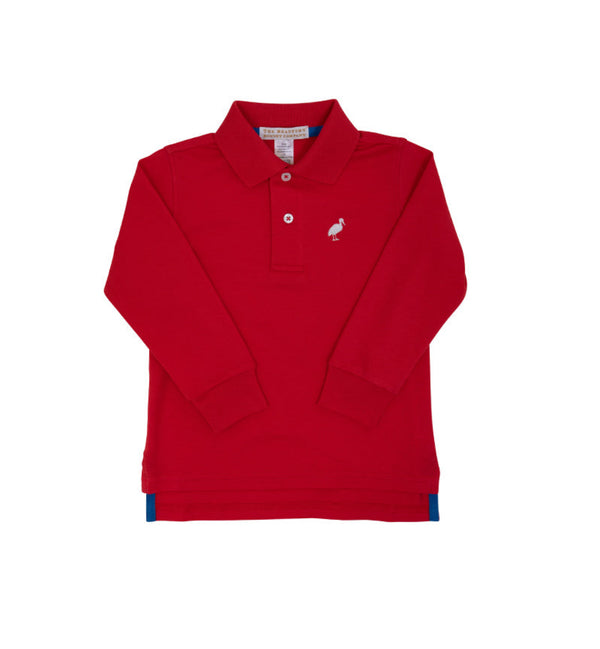 The Beaufort Bonnet Company - Prim and Proper Polo LS - Richmond Red/Worth Ave. White