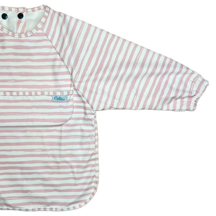 The Grayson Long Sleeve Bib - Brush Stripes - Petal Pink