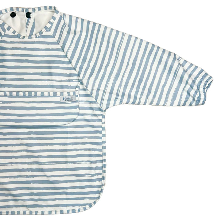 The Grayson Long Sleeve Bib - Brush Stripes - Powder Blue