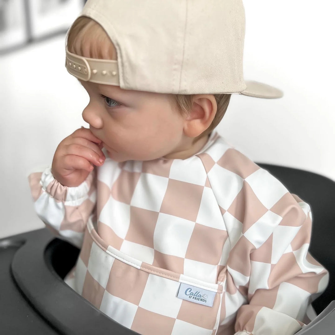 The Grayson Long Sleeve Bib - Checkered - Khaki
