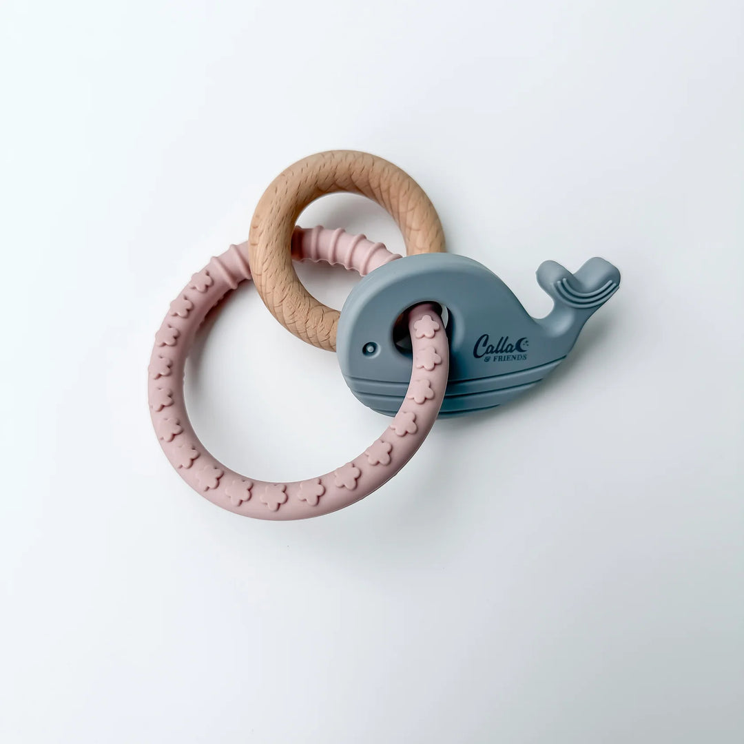 Whale Silicone &amp; Beechwood Teether