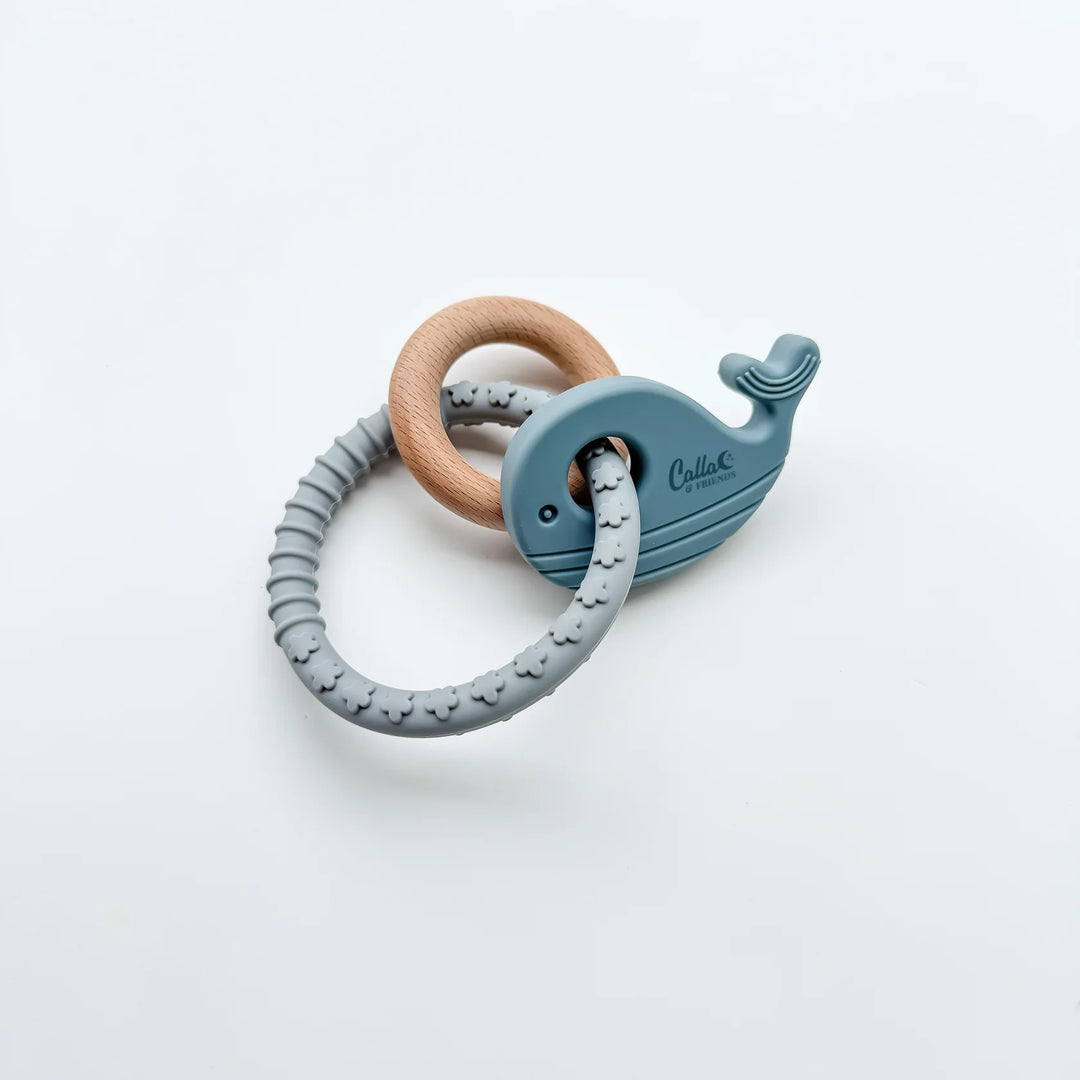 Whale Silicone &amp; Beechwood Teether