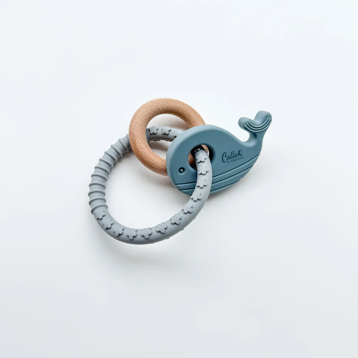 Whale Silicone &amp; Beechwood Teether
