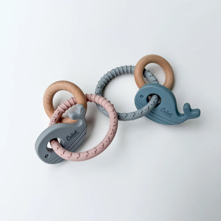 Whale Silicone &amp; Beechwood Teether