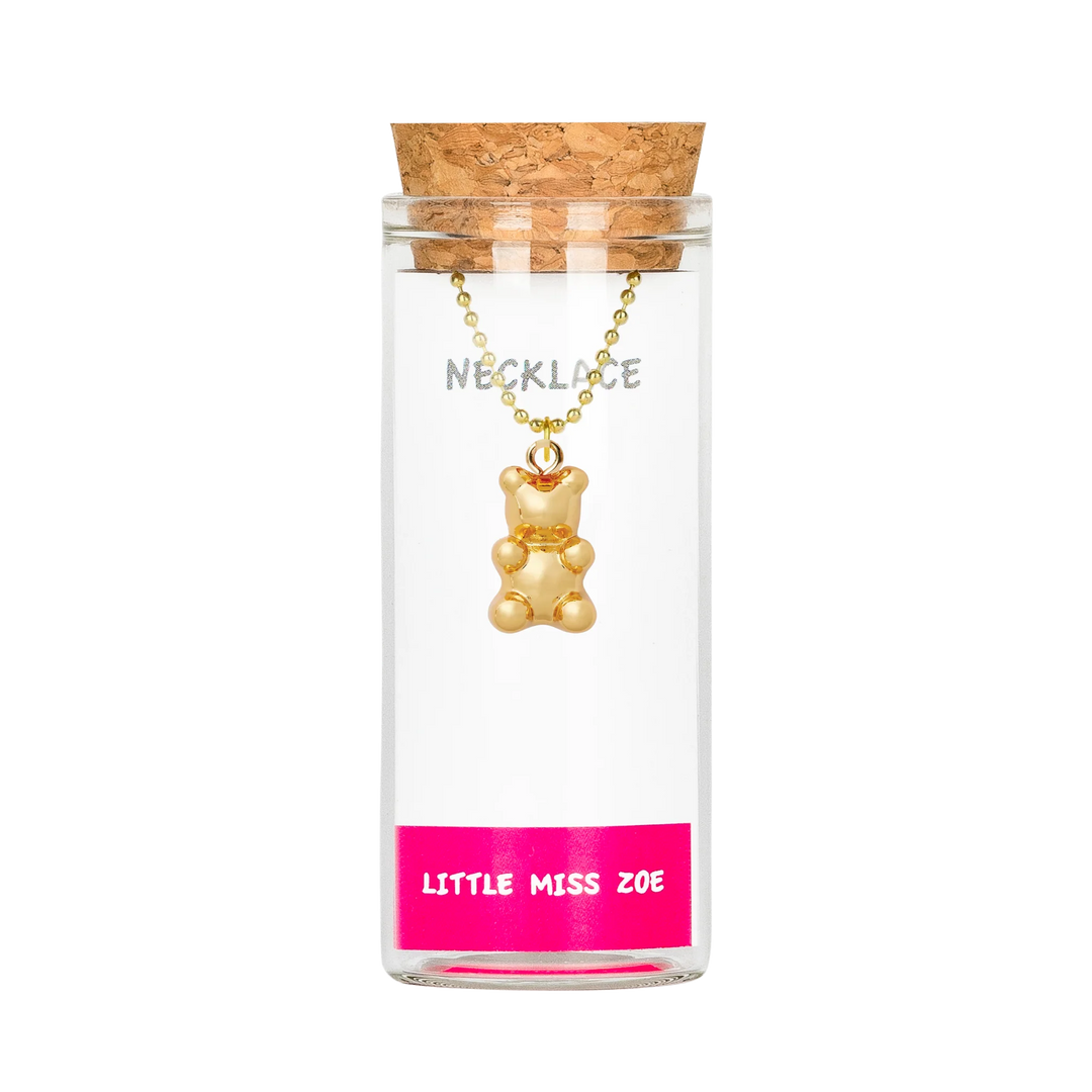 Little Miss Zoe - Charming Necklace In A Bottle - Golden Gummy Bear