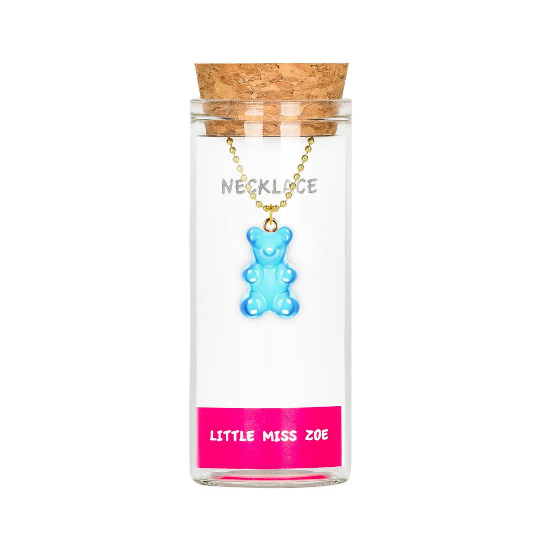 Little Miss Zoe - Charming Necklace In A Bottle - Gummy Bear Blue