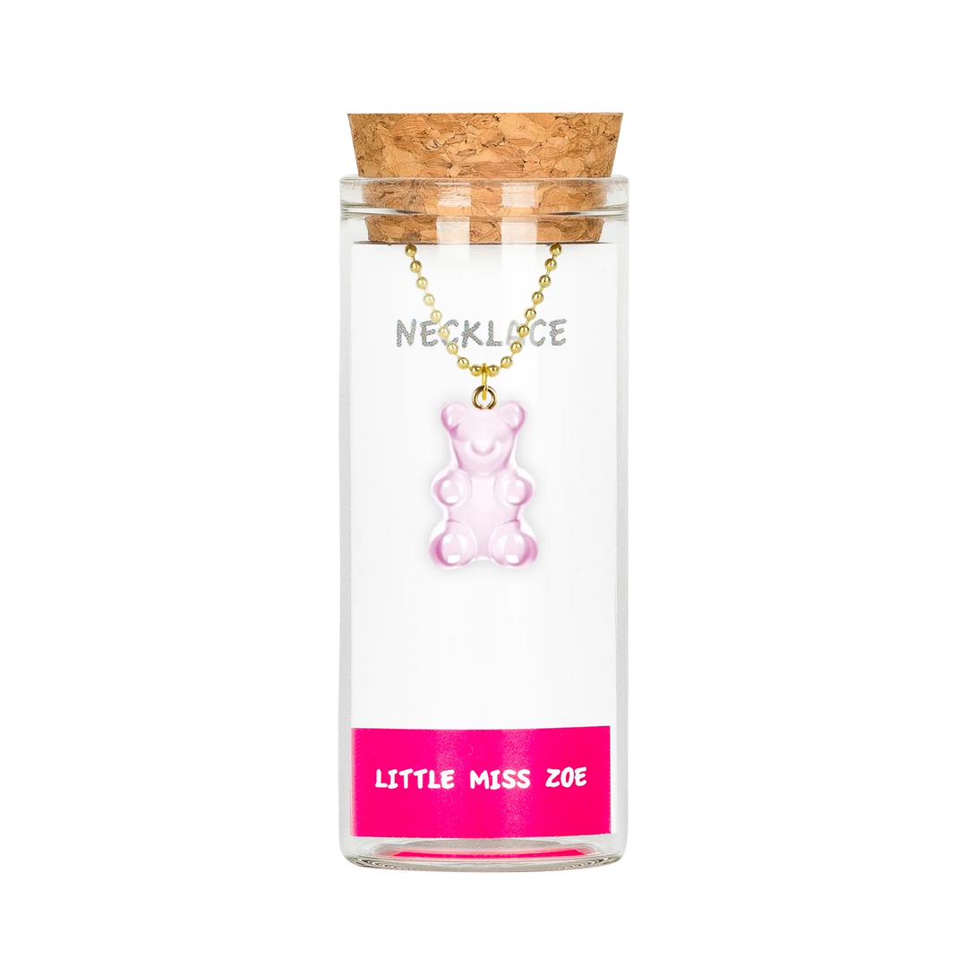 Little Miss Zoe - Charming Necklace In A Bottle - Gummy Bear Pink