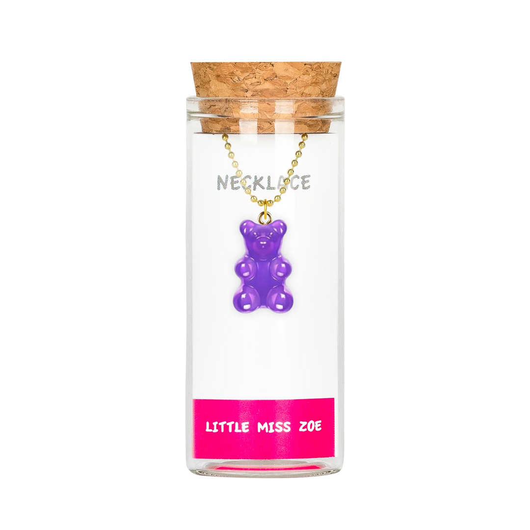 Little Miss Zoe - Charming Necklace In A Bottle - Gummy Bear Purple