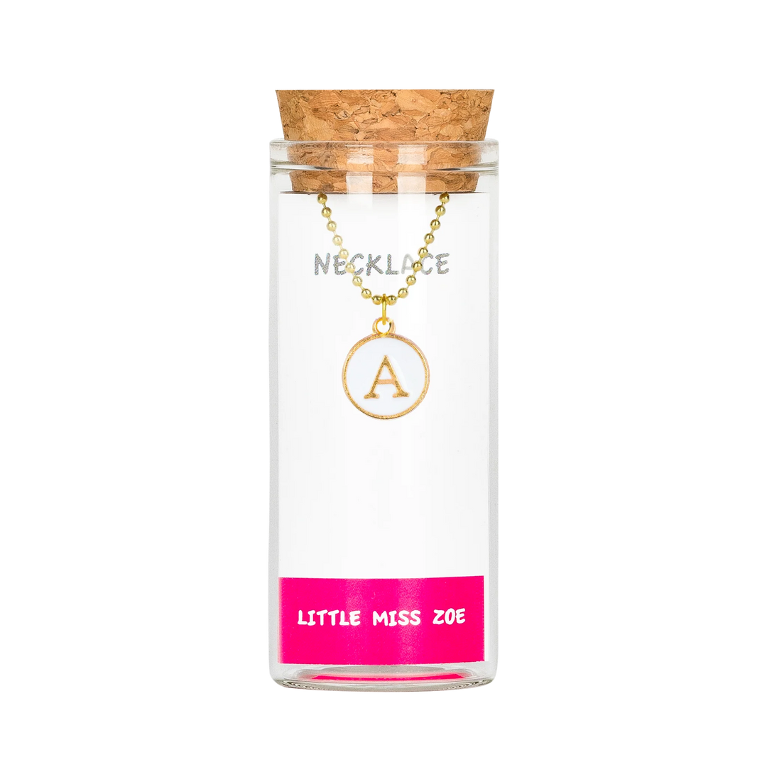 Little Miss Zoe - Enamel Initial Necklace In A Bottle - Multi Color
