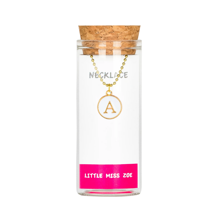 Little Miss Zoe - Enamel Initial Necklace In A Bottle - Multi Color