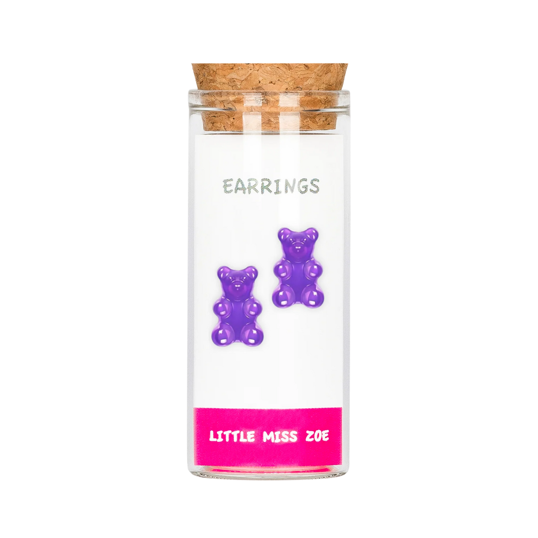 Little Miss Zoe - Yummy Bear Earrings - Purple