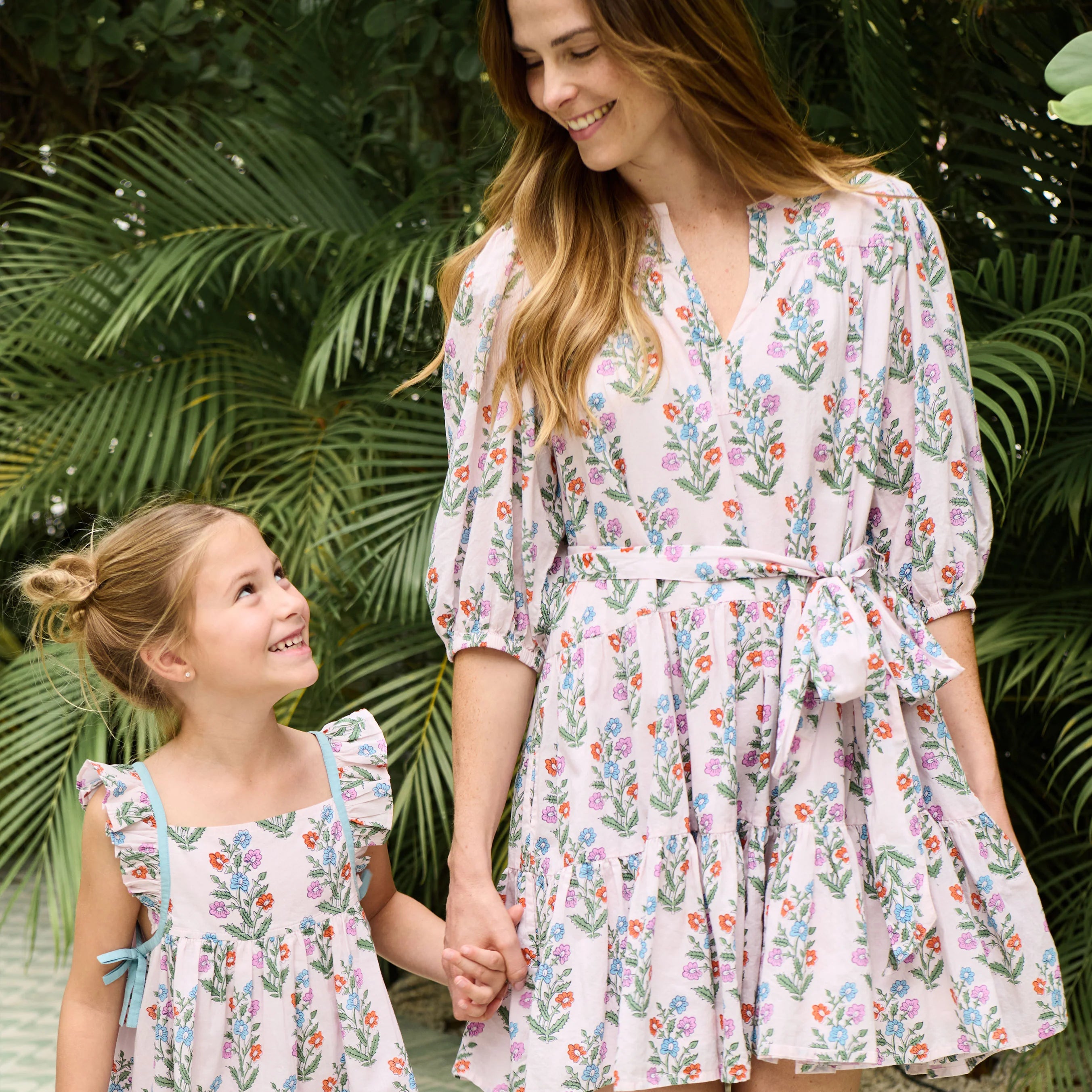 Pink Chicken - Women's Short Indira Dress - Pink Dewdrop Block Print Spring