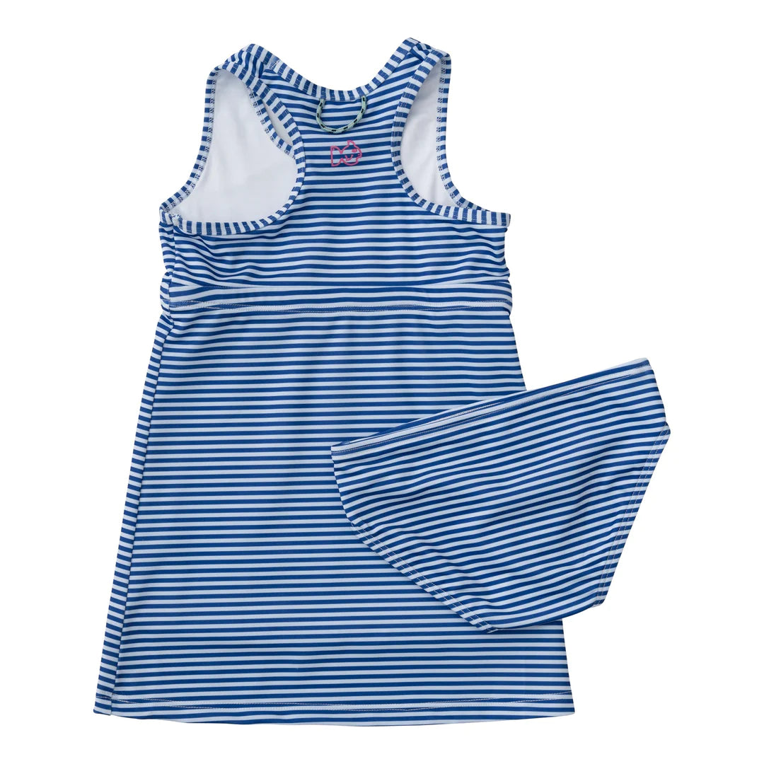 Prodoh - Court To Port Swimdress - Deep Ultramarine Stripe