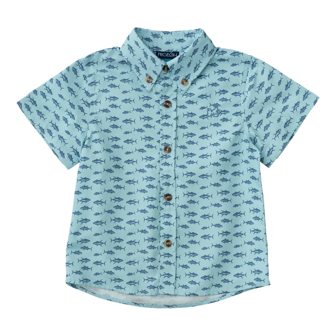 Prodoh - Short Sleeve Fishing Shirt - Aqua Tuna Allover Print