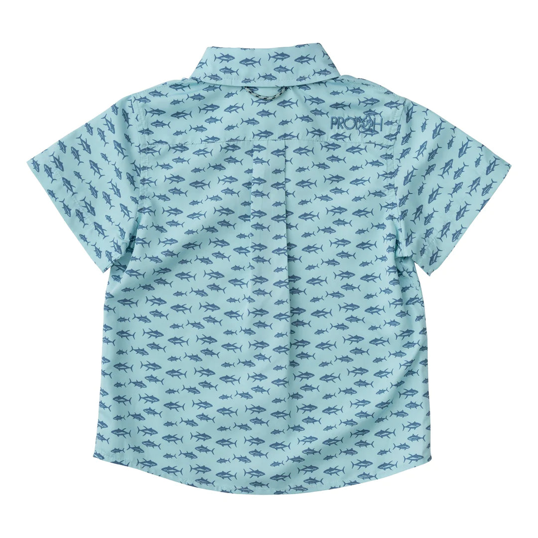 Prodoh - Short Sleeve Fishing Shirt - Aqua Tuna Allover Print
