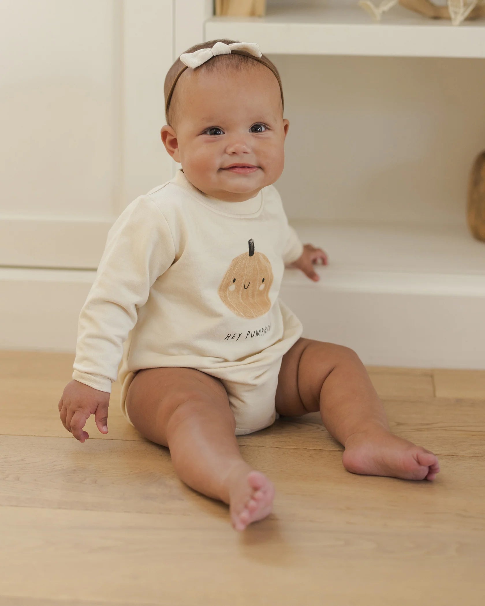 Quincy Mae - Crewneck Bubble Romper - Pumpkin
