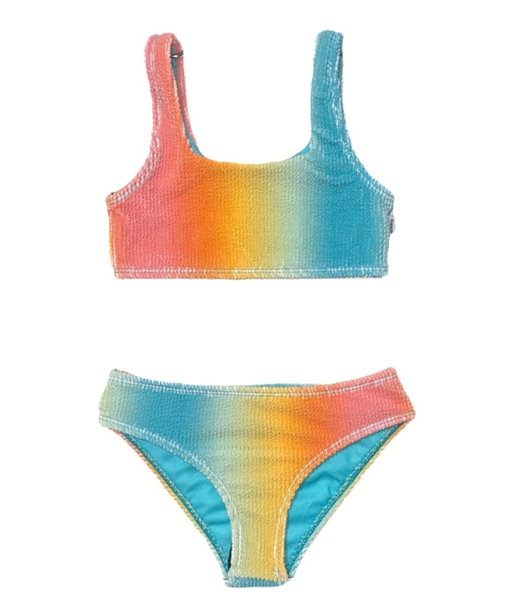 Lime Apple - Crinkle Square Neck Bikini Set - Multicolor