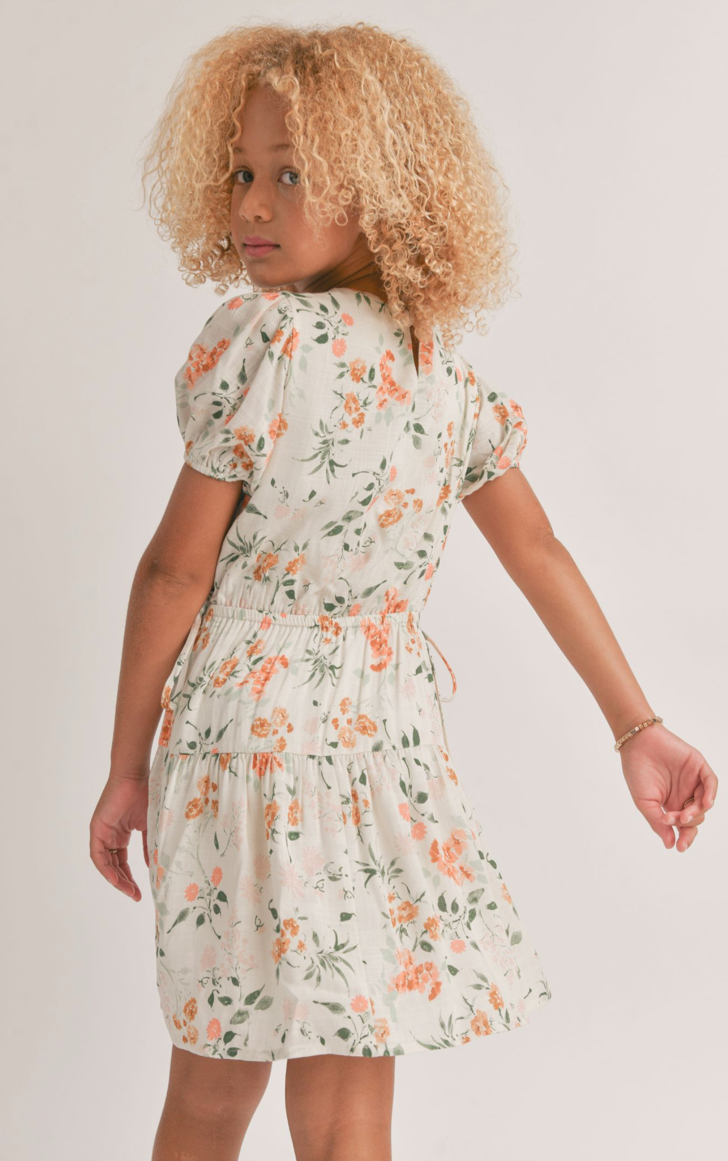 Sadie & Sage - Tween Bloom Brigade Mini Dress - Ivory Multi