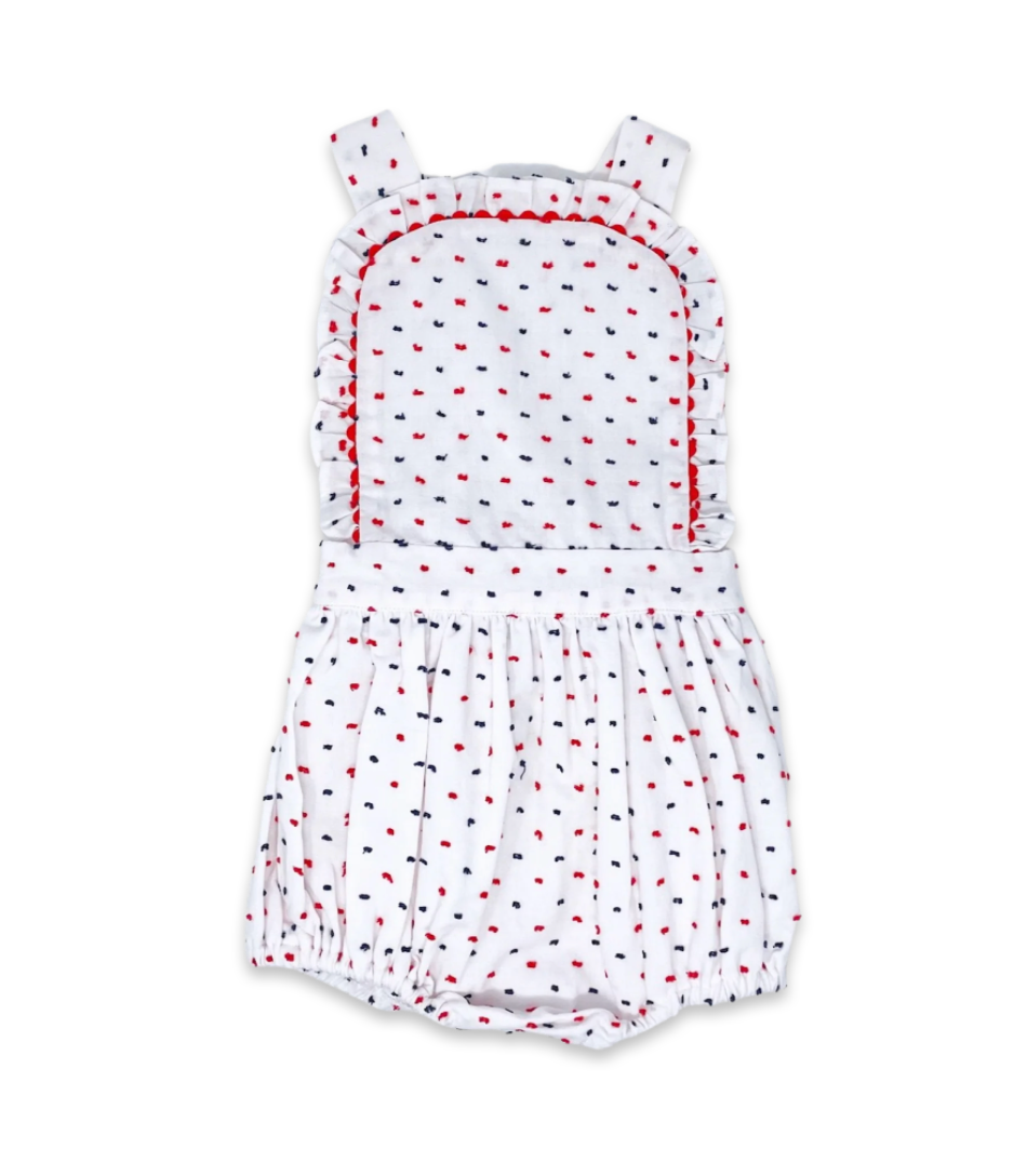 Lullaby Set - Margaux Bubble - Navy and Red Swiss Dot