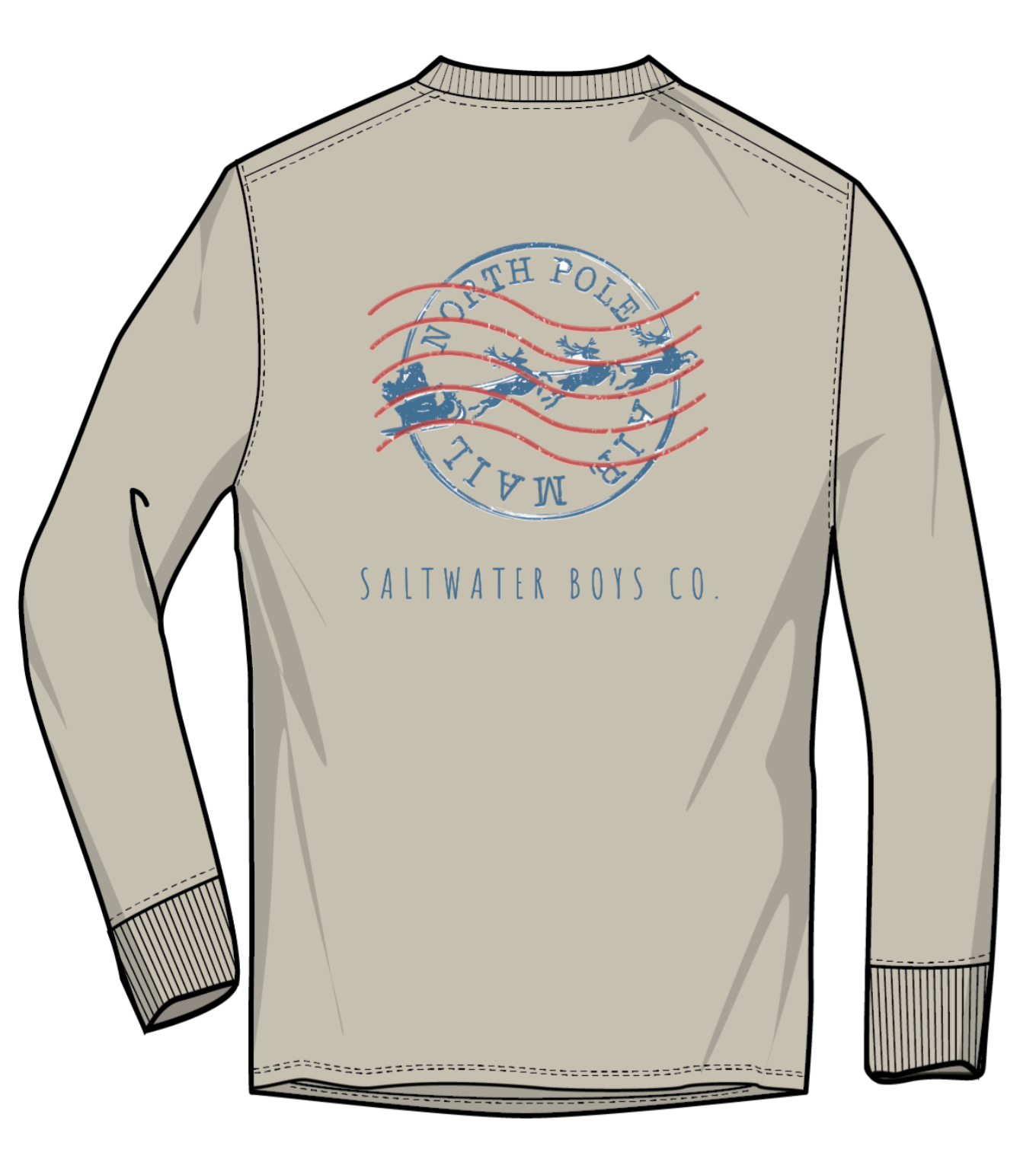 Saltwater Boys - Christmas Stamp LS Graphic Tee - Pelican