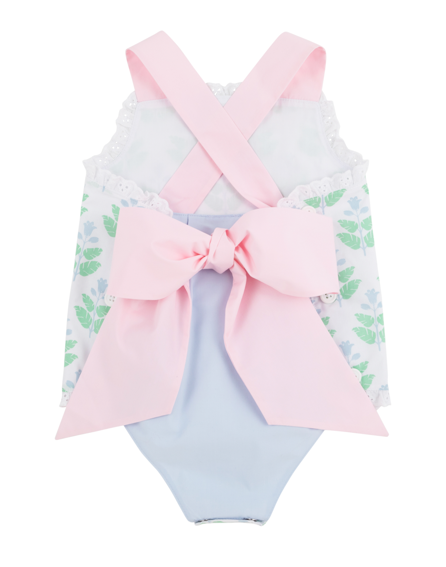 The Beaufort Bonnet Company - Sisi Sunsuit Broadcloth - Hanover Hand Block/Palm Beach Pink/Buckhead Blue