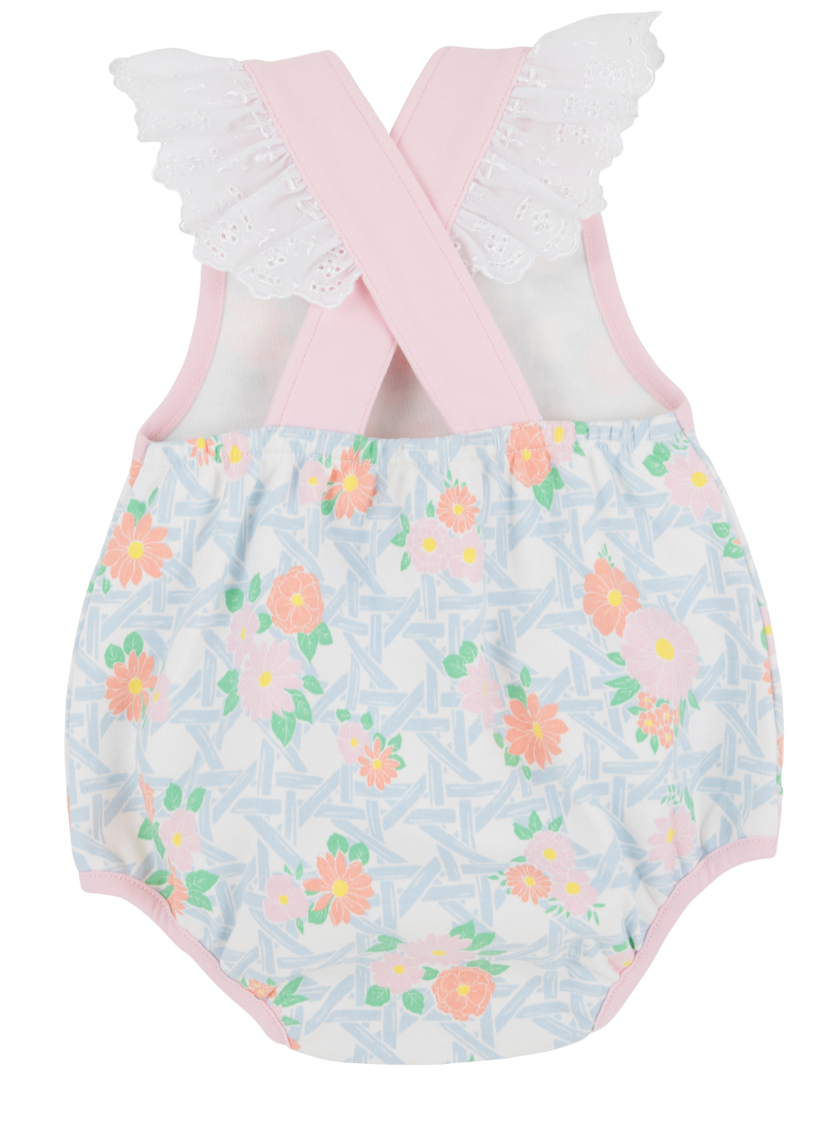 The Beaufort Bonnet Company - Saylor Sunsuit Pima - Cayman Island Cane/Palm Beach Pink