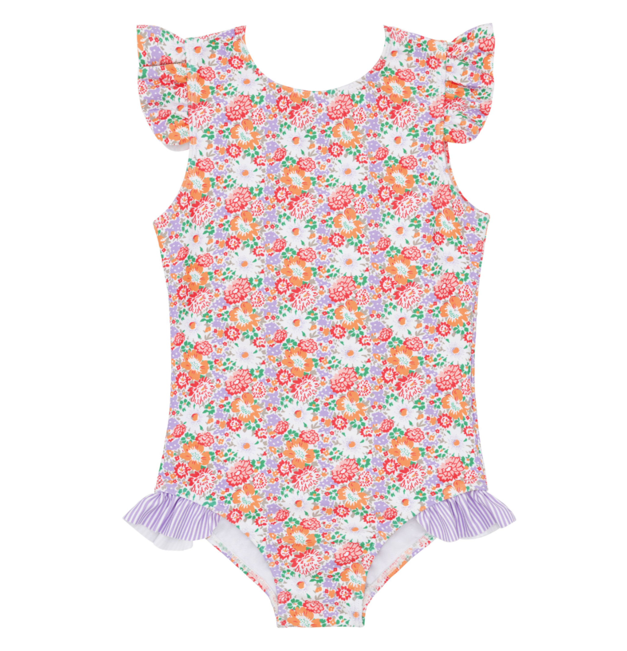 Minnow - Island Blossom Ruffle Cap Sleeve Rashguard One Piece