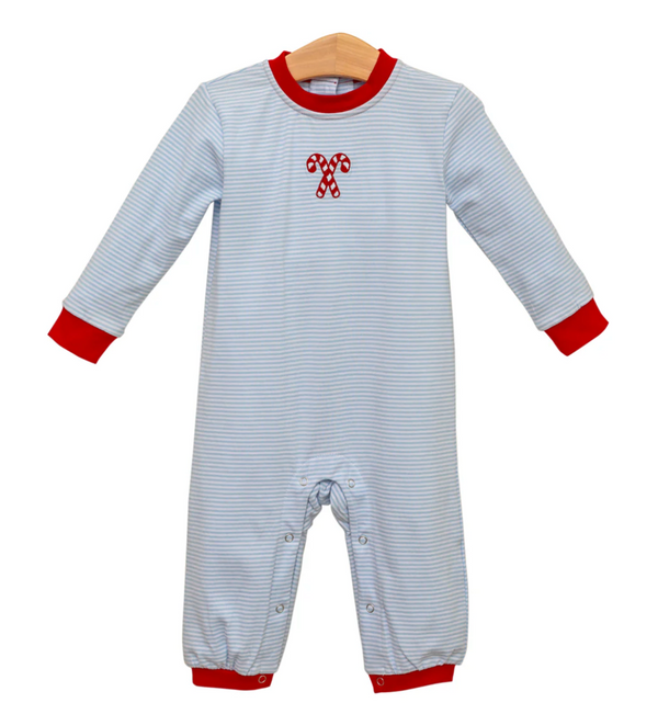 Trotter Street Kids - Candy Cane Embroidery Romper