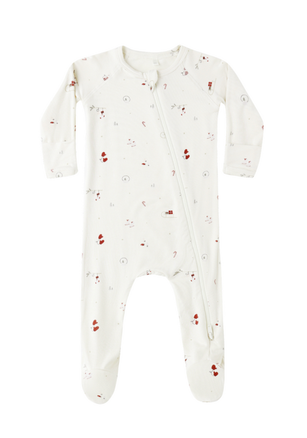 Quincy Mae - Bamboo Zip Footie - Winter Wonderland *FINAL SALE*