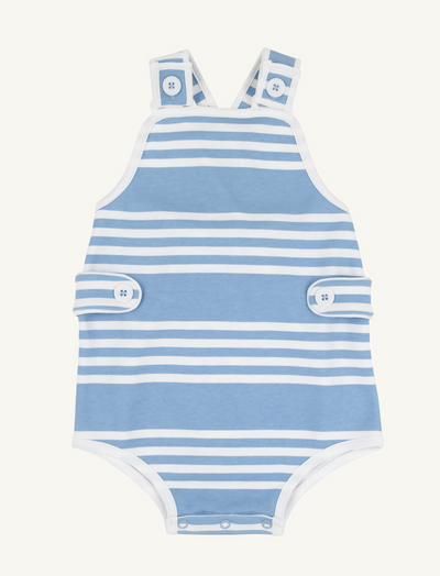 The Beaufort Bonnet Company - Skipper Sunsuit - Saddle Ridge Stripe (Sarasota Sky)/Worth Avenue White