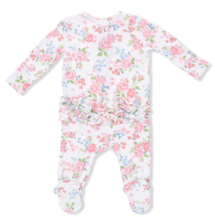 Angel Dear - 2 Way Ruffle Back Zipper Footie - Cute Little Roses