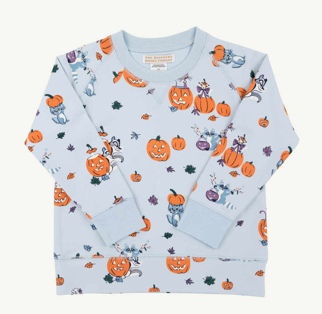 The Beaufort Bonnet Company - Cassidy Comfy Crewneck - Boys - French Terry - Candy and Critters (Buckhead Blue)