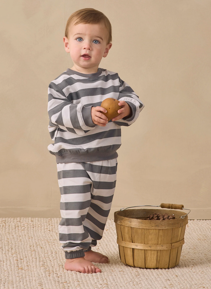 Quincy Mae - Oversized Crew Sweatshirt - Midnight Stripe