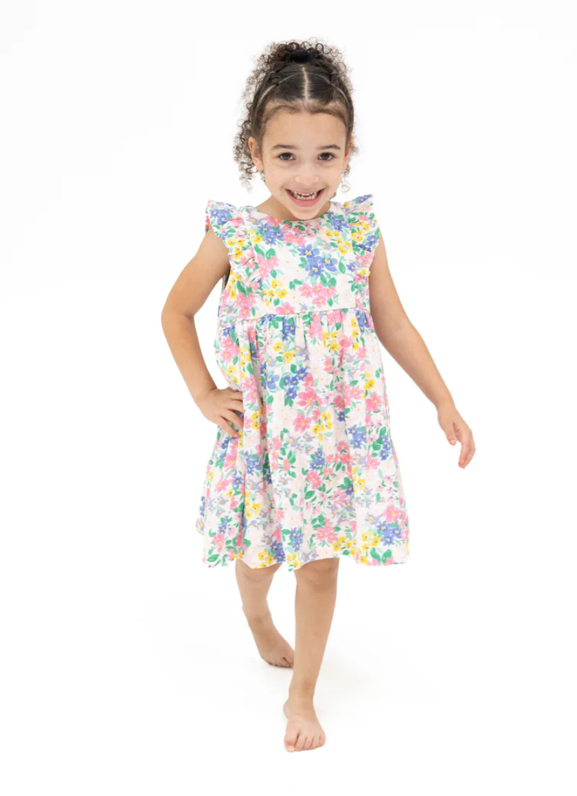 Angel Dear - Emma Floral Ruffle Sleeve Dress and Diaper Cover