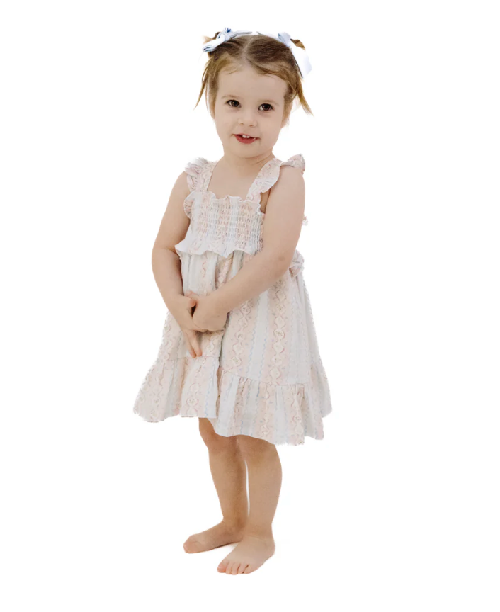 Angel Dear - Ogee Floral Smocked Ruffle Sundress
