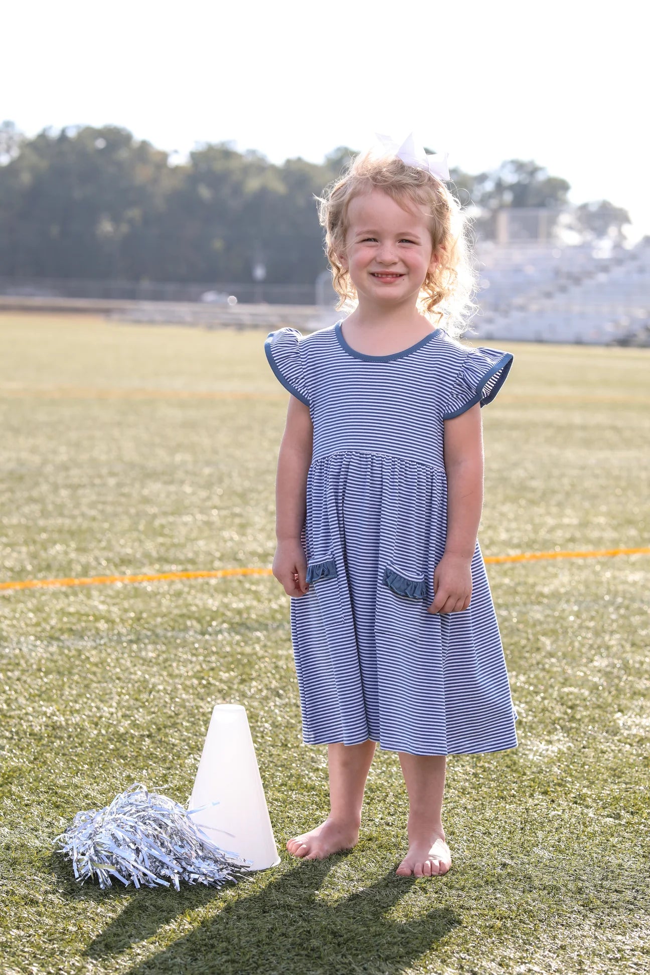 Trotter Street Kids - Lucy Game Day Dress - Blue Stripe