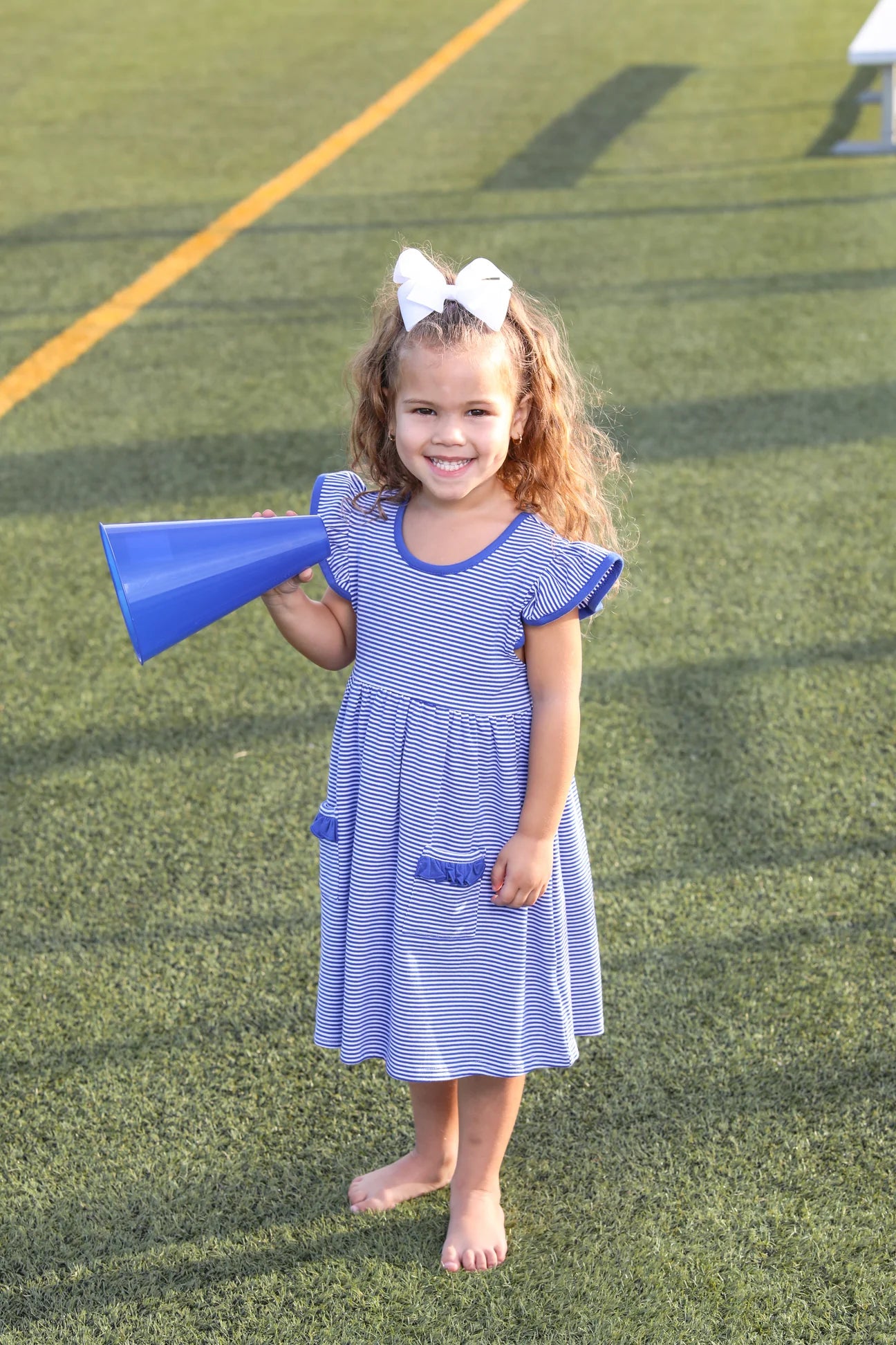 Trotter Street Kids - Lucy Game Day Dress - Royal Blue Stripe