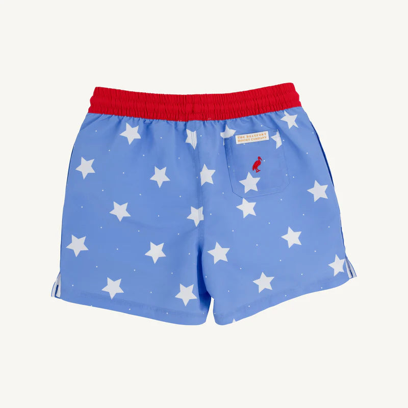 The Beaufort Bonnet Company - Tortola Trunks - North Sea Stars with Richmond Red