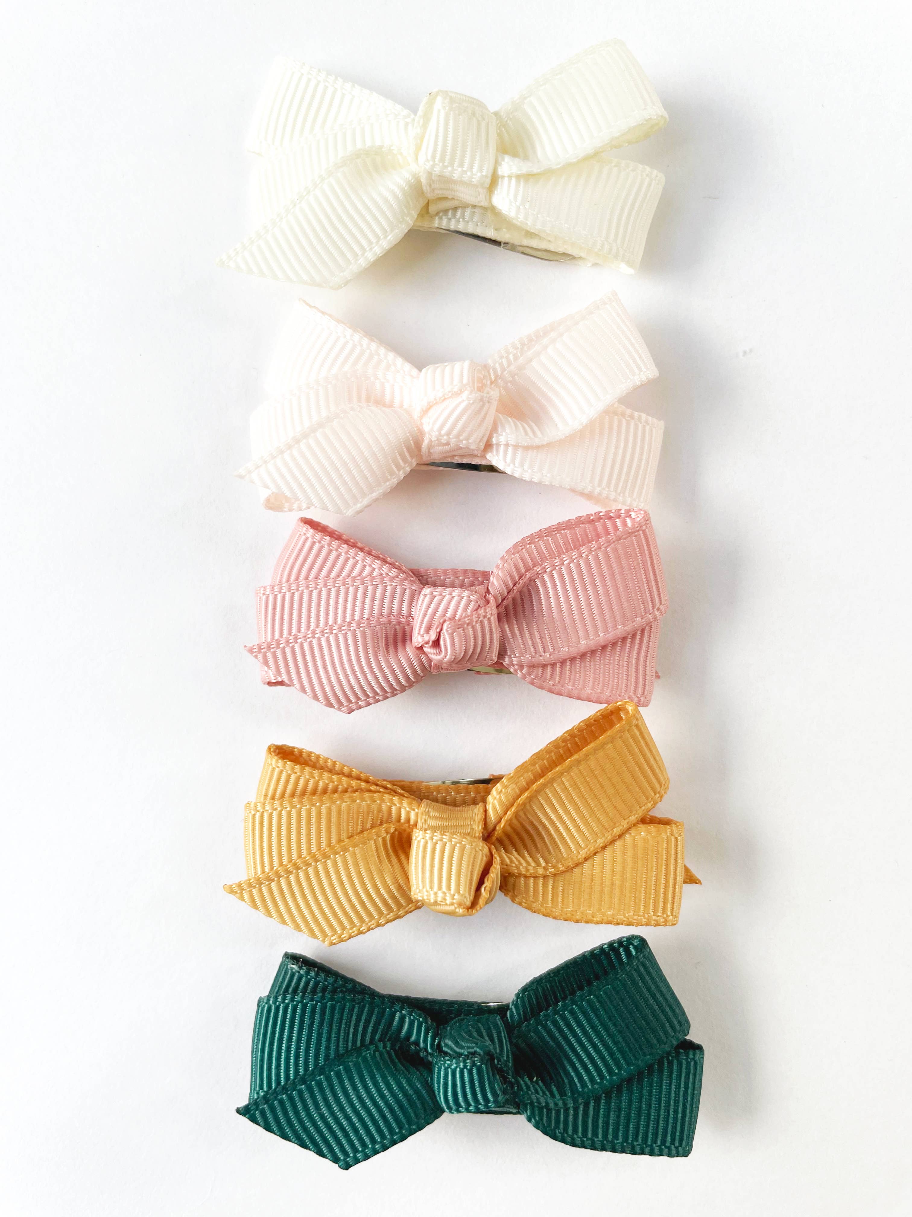 Baby Wisp - 5 Chelsea Boutique Grosgrain Bows on Snap Clips - Enchanted