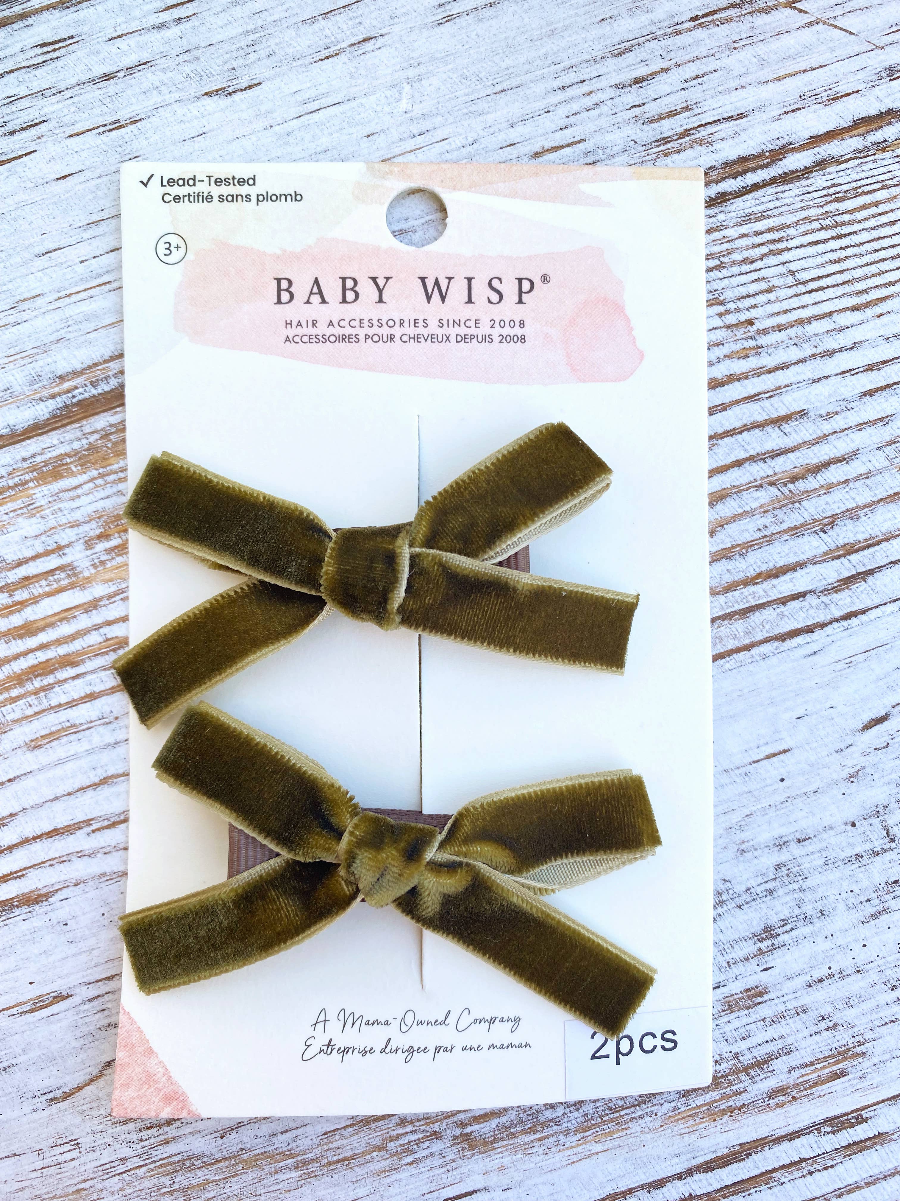 Baby Wisp - Velvet Pigtail Alligator Hair Clips Girls Christmas Bows