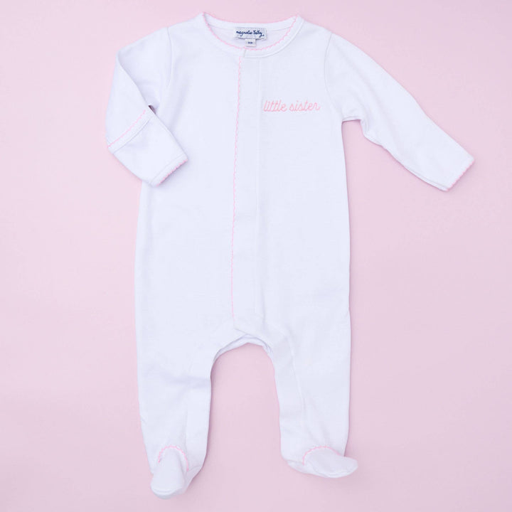 Magnolia Baby - Little Sister Embroidered Footie