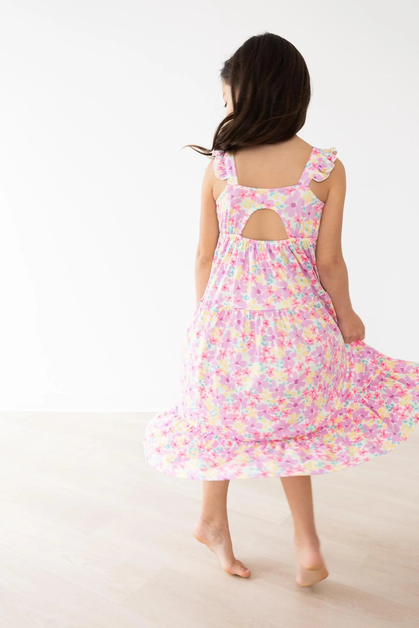 Mila & Rose - Summer Watercolor Floral Ruffle Maxi Dress