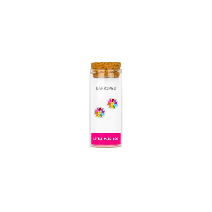 Little Miss Zoe - Stud Kids Earrings in a Bottle: Colorful Smiley Pink