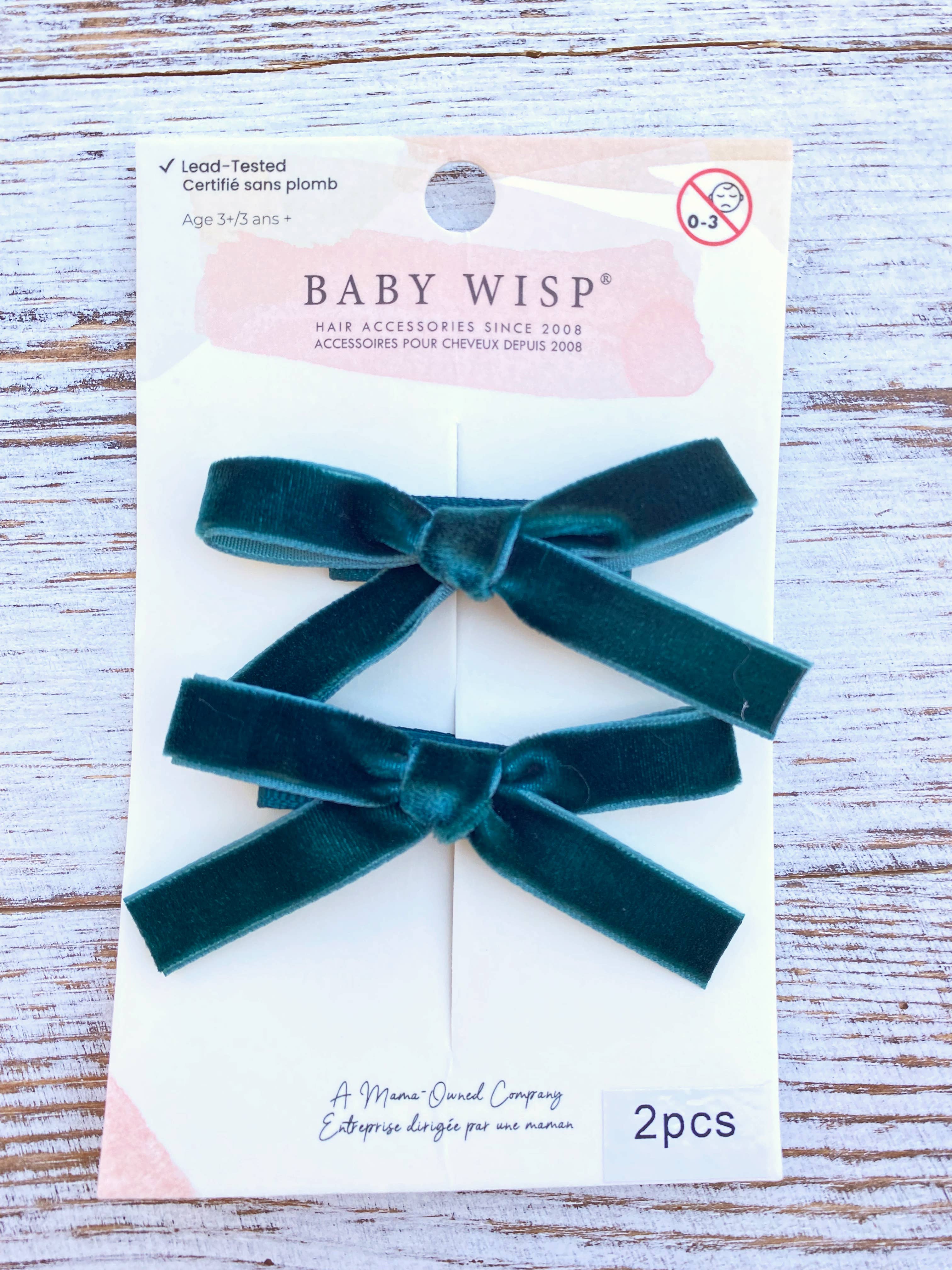 Baby Wisp - Velvet Pigtail Alligator Hair Clips Girls Christmas Bows